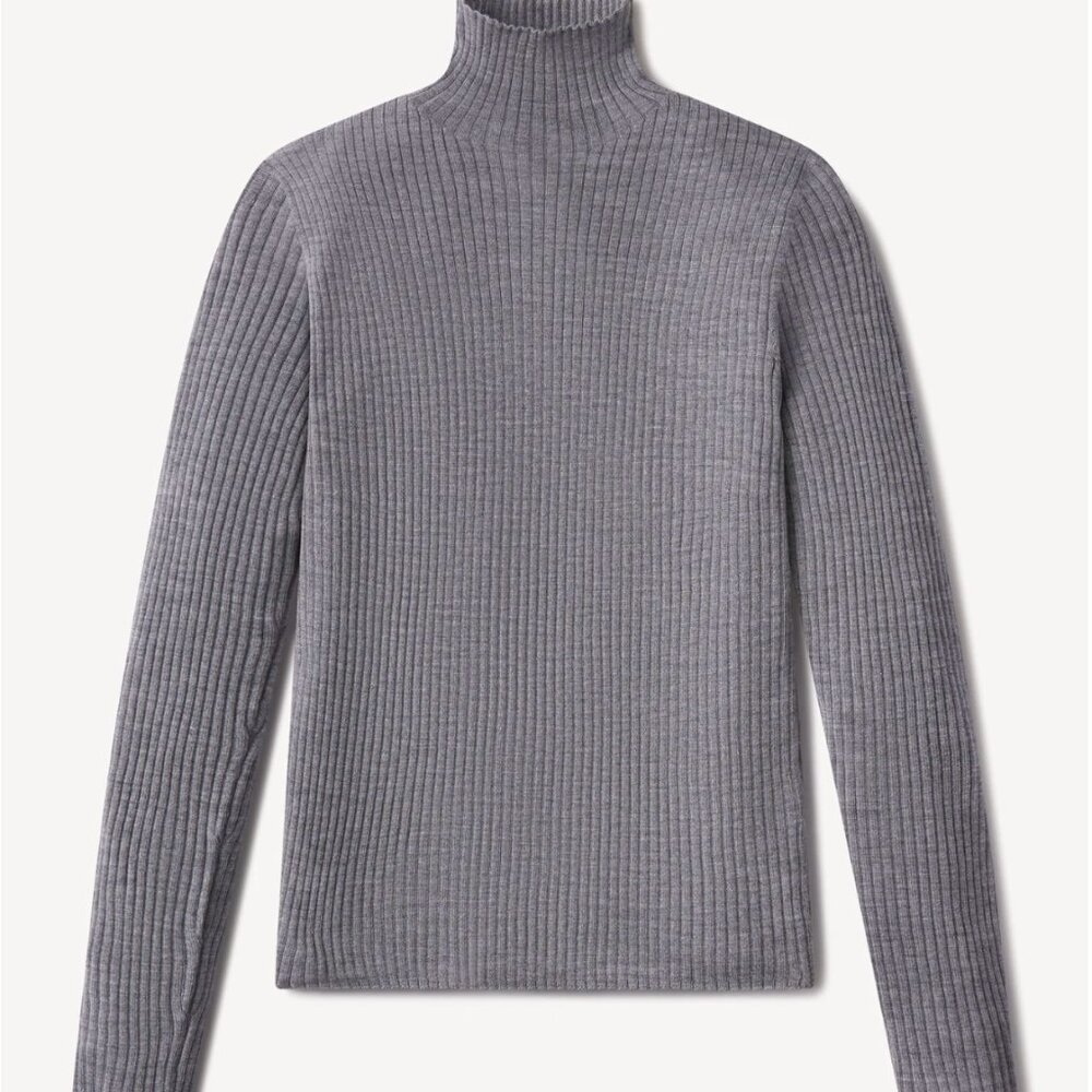 Buck Mason Featherweight Silk Cashmere Turtleneck Heather Gray Size XL NWT - Picture 2 of 9